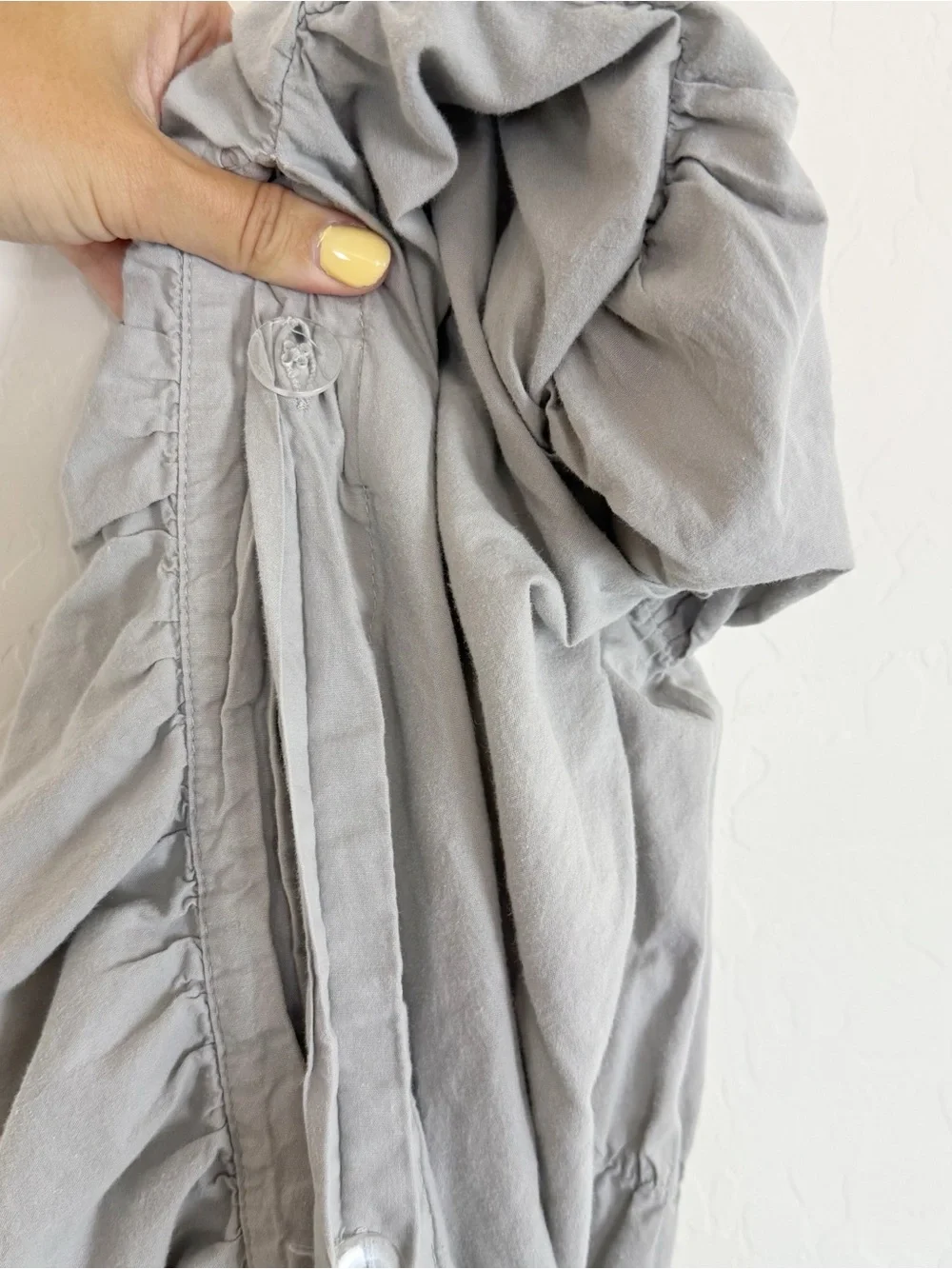 POTTERY BARN TEEN RUCHED LT GRAY 100% COTTON TWIN DUVET COVER